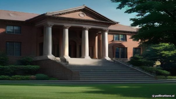 在线心理学硕士适合什么人?职业发展与学习方向全面解析 4 美国大学心理学系楼外景,砖红色建筑配绿色草坪,几名学生坐在台阶上交谈,阳光明媚